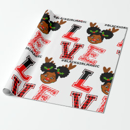 Afro Girl, Reindeer, Red Nose, jul, svart Presentpapper