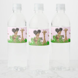 Afro Girl Safari Baby Shower Vattenflaska Labels Vattenflaskor Etikett