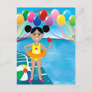 Afro Girl with Popsicle Vykort