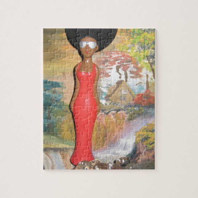 Afro Glam: En Tidlös Skönhet Pussel (Vertikal)