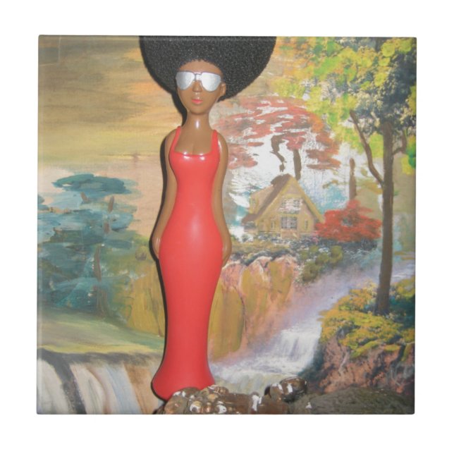 Afro Glam: En timodig skönhet Kakelplatta (Framsidan)