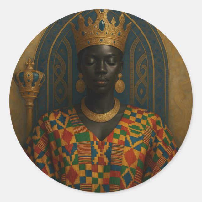 Afro Goddess Runt Klistermärke (Framsida)
