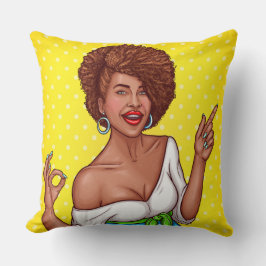 Afro Hair Black Woman Dekorativ kudde