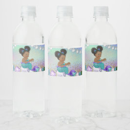 Afro Hair Jewel Sjöjungfru Baby Shower Vattenflaskor Etikett