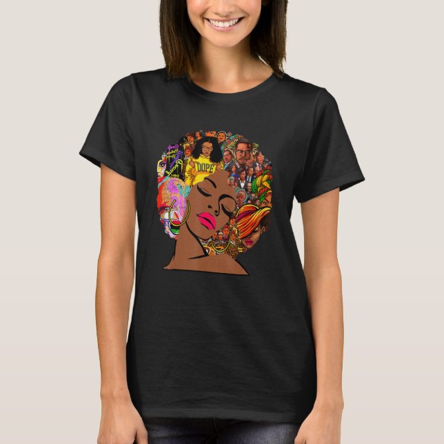 Afro Hair Melanin Black History Month Black Histor T Shirt (Framsida)