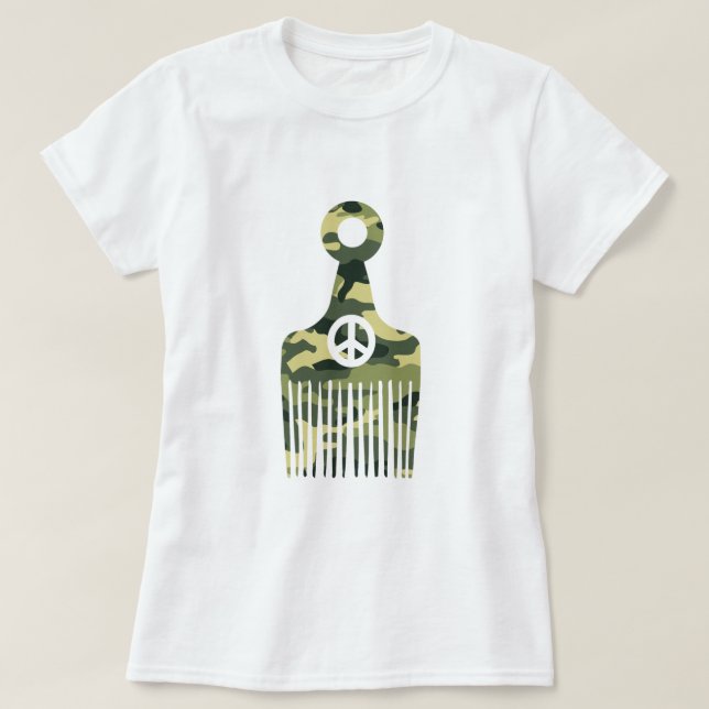 Afro Hair Peace Camo Tee Shirt (Design framsida)