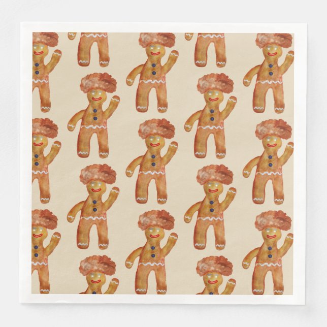 Afro Hair Pepparkaksgubbe Mugg Napkins Pappersservett (Framsida)