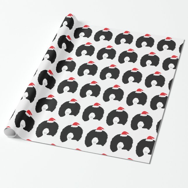 Afro Hår Santa Dam Presentpapper (Utrullad)