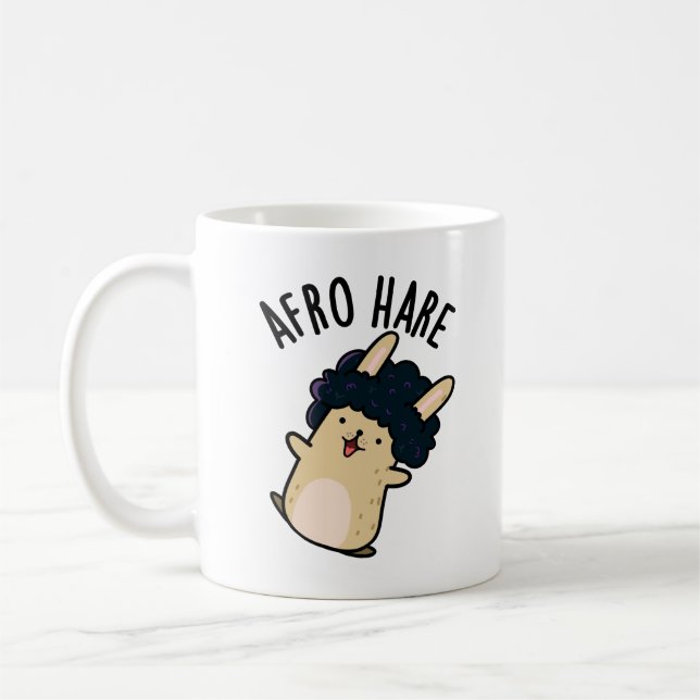 Afro Hare Funny kanin med Afro Pun Kaffemugg (Vänster)