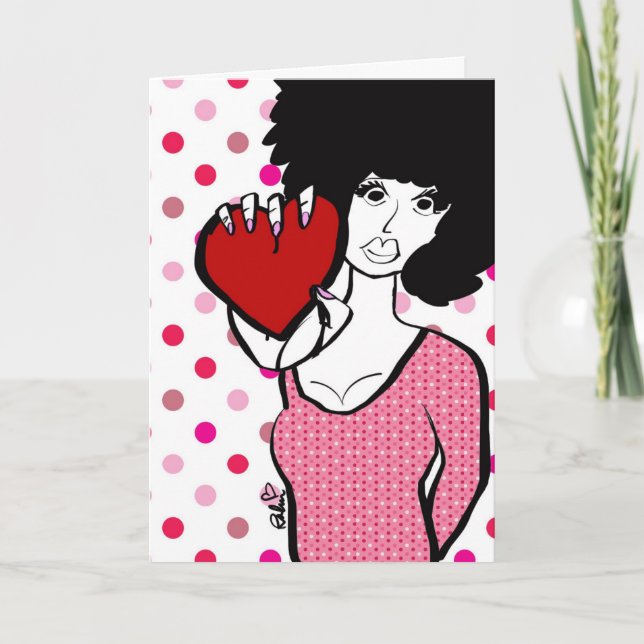 Afro Heart Valentine Kort (Framsida)