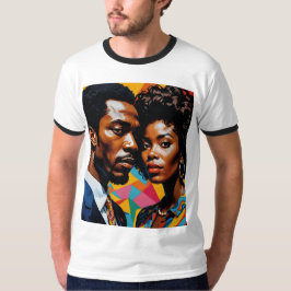 Afro Kärlek Retro Power Couple T-Shirt