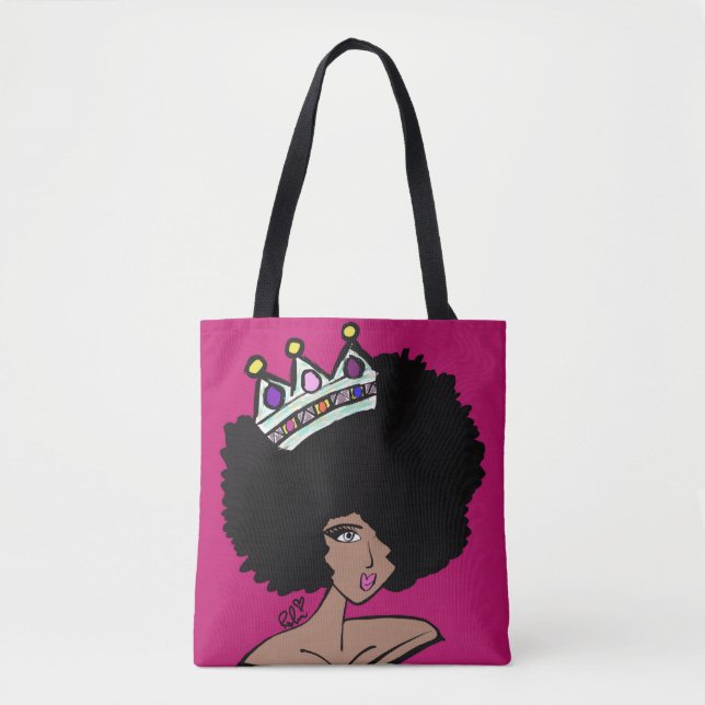 Afro Krona Canvas Bag Tygkasse (Framsida)