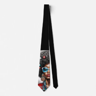 Afro kvinnlig elegant och bisarr helgdag slips