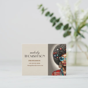 Afro kvinnlig elegant och bisarr helgdag visitkort