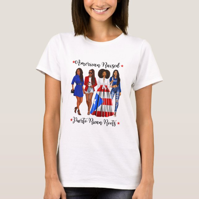 Afro Latina American Razed Puerto Rican Roots Ric T Shirt (Framsida)