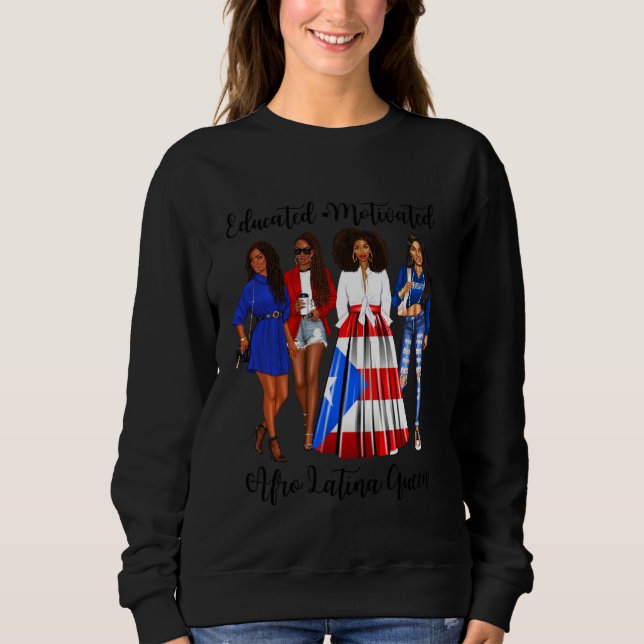 Afro Latina Motivational Inspirational Puerto Rica T Shirt (Framsida)
