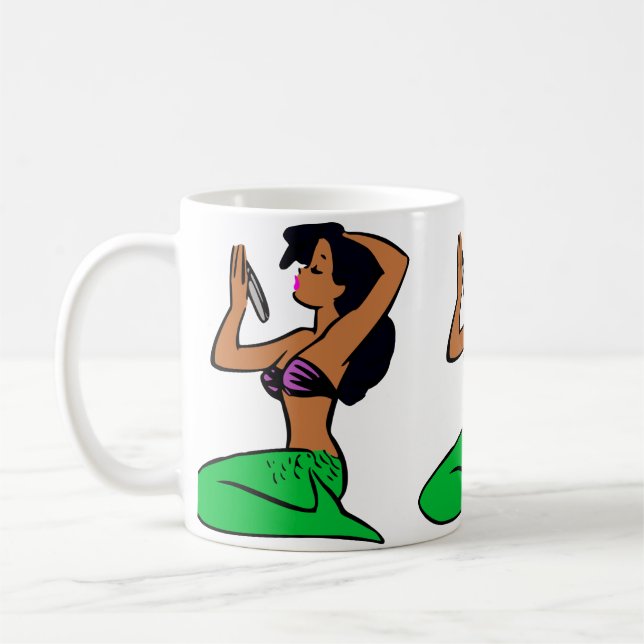 afro latina-sjöjungfru kaffemugg (Vänster)