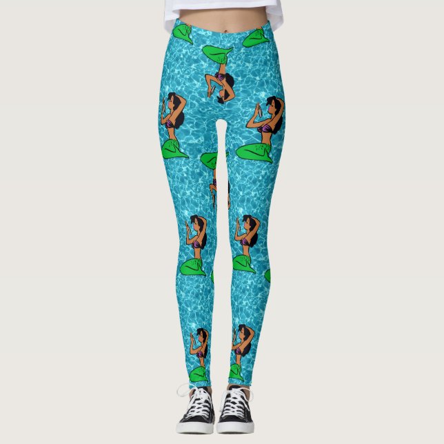 afro latina sjöjungfru Sea Sea Leggings (Framsida)