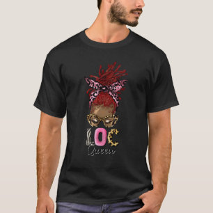 Afro Leopard Rufsylt Hår Glasögon Loc Svart Drottn T Shirt