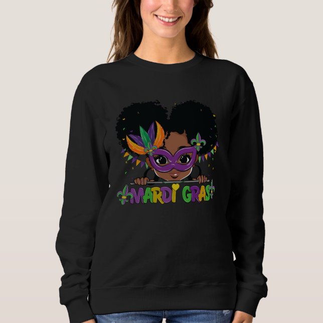 Afro Mardi Gras Black Women Carnival Afro Messy Ma T Shirt (Framsida)