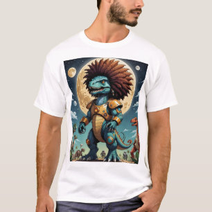 Afro Mecha Dinosaur Futuristiska Fantasy Sci-Fi Te T Shirt