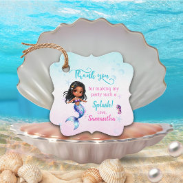 Afro mermaid Birthday Party - Under the Sea Splish Gåvor Etiketter