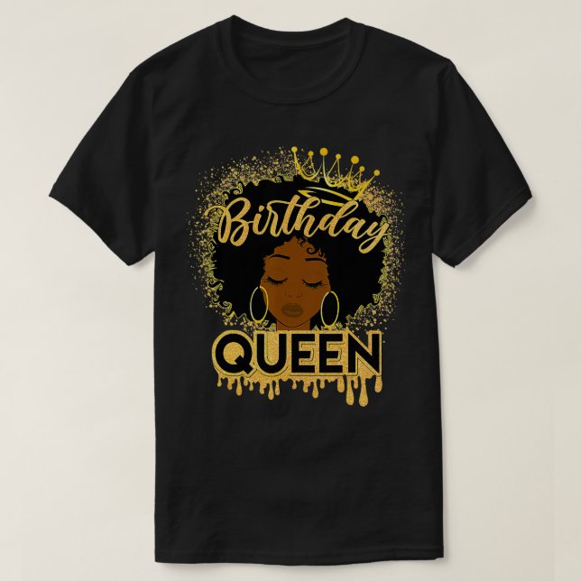 Afro Natural Hair Melanin Girl Black Women Birthda T Shirt (Design framsida)