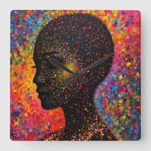 Afro Nebula Whisper – Black History Firande Fyrkantig Klocka