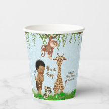 Afro Pojke Safari Baby Shower Papperskoppar