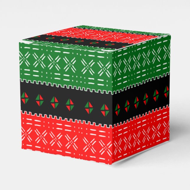 Afro Pop Röd Svart och Grön Modern Mudcloth Presentaskar (Framsidan Sidan)
