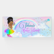 Afro Puff Flicka Pastel Rainbow Baby Shower