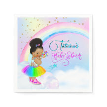 Afro Puff Flicka Pastel Rainbow Baby Shower