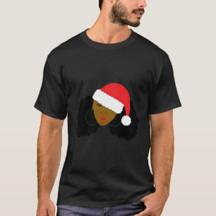Afro Puff Girl Santa Hat Natural Hair jul Ho T Shirt