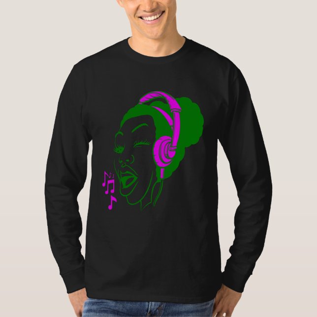 Afro puff  girl singing  for teens and women t shirt (Framsida)