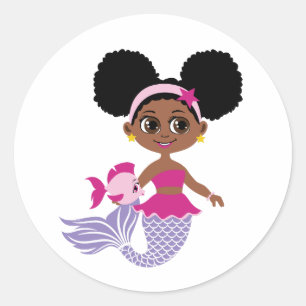 Afro Puff Havsfrun Klistermärke för Festfavoriter
