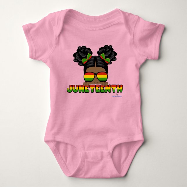 Afro Puff Junetelfte Baby-dräkt T Shirt (Framsida)