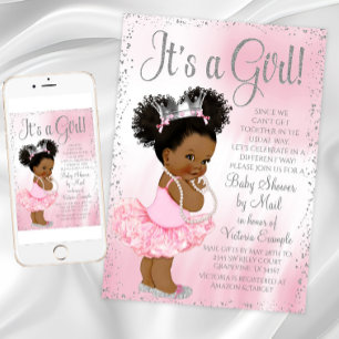 Afro Puff Prinsessa Bebis Bjudan via Post Inbjudningar