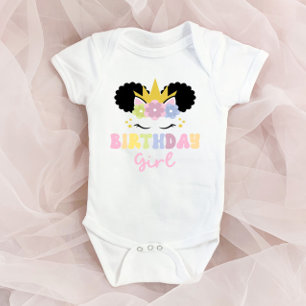 Afro Puff Unicorn Birthday Girl Party Exfit T Shirt