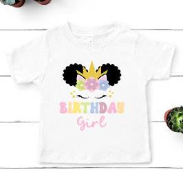 Afro Puff Unicorn Birthday Girl Party Exfit T Shirt