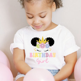Afro Puff Unicorn Birthday Girl Party Exfit T Shirt