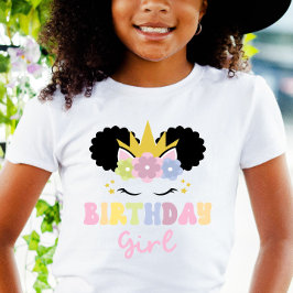 Afro Puff Unicorn Birthday Girl Party Exfit T Shirt
