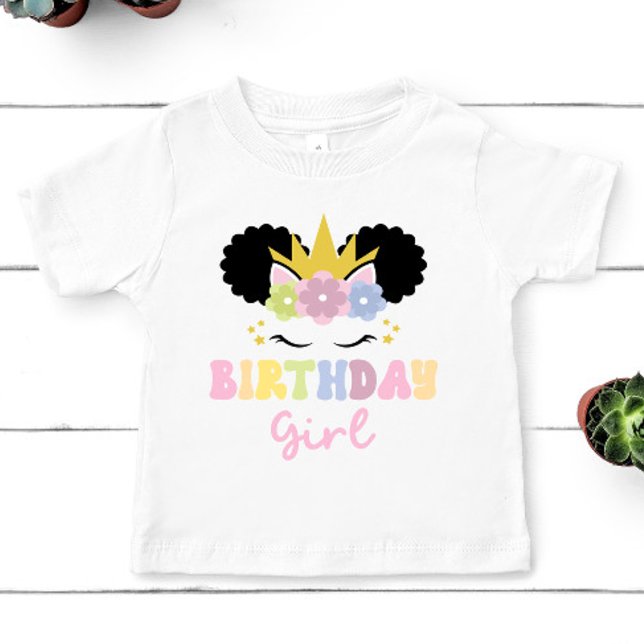 Afro Puff Unicorn Birthday Girl Party Exfit T Shirt (Skapare uppladdad)
