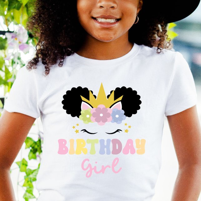 Afro Puff Unicorn Birthday Girl Party Exfit T Shirt (Skapare uppladdad)