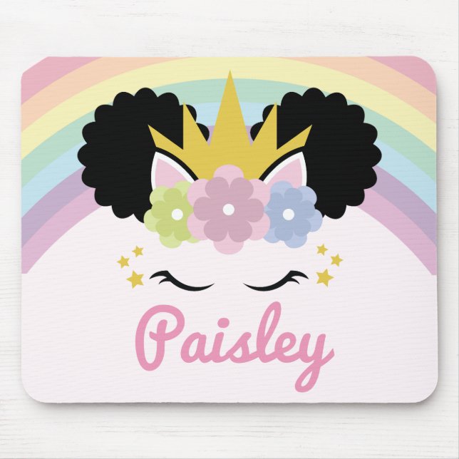 Afro Puff Unicorn Curly Hair eget namn Musmatta (Framsidan)