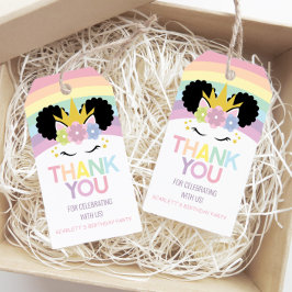 Afro Puff Unicorn Rainbows Födelsedagsfest Favor Presentetikett