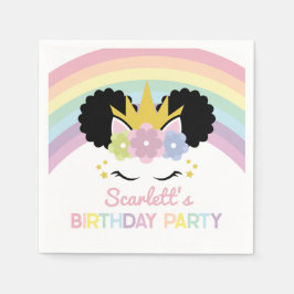 Afro Puff Unicorn Rainbows Födelsedagsfest Pappersservett