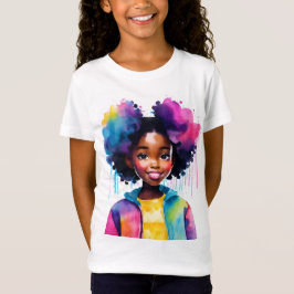 Afro Puffs Black Girl Rainbow Hair T Shirt