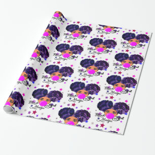 Afro Puffs Girl Helgdag Firande Presentpapper