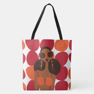 Afro Puffs Shoulder Tote Tygkasse