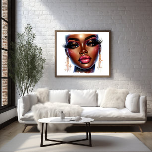Afro Queen Art Mode Girl Melanin Chic Poster